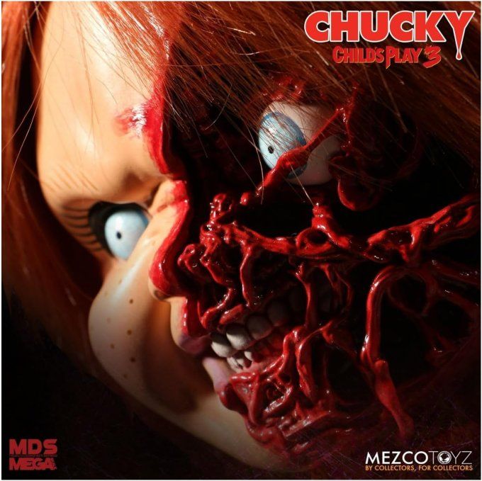 Mezco Toys Chucky 3 poupée parlante Designer Series Pizza Face Chucky 38 cm