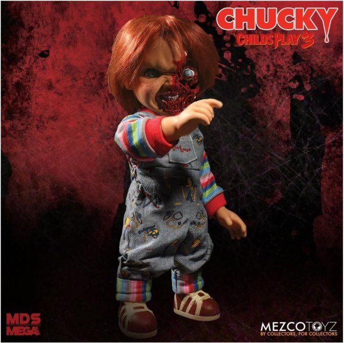 Mezco Toys Chucky 3 poupée parlante Designer Series Pizza Face Chucky 38 cm