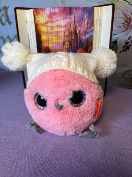 Whozie rose et bonnet blanc à pompons