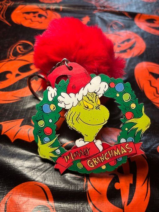 Porte clefs grinch couronne 