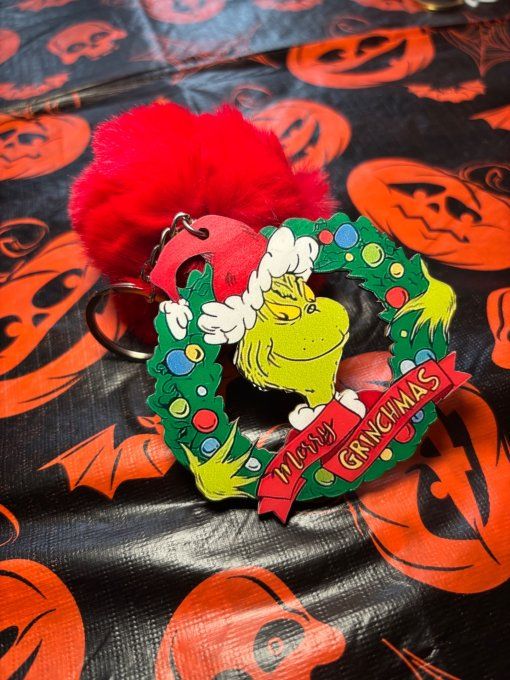 Porte clefs grinch couronne 