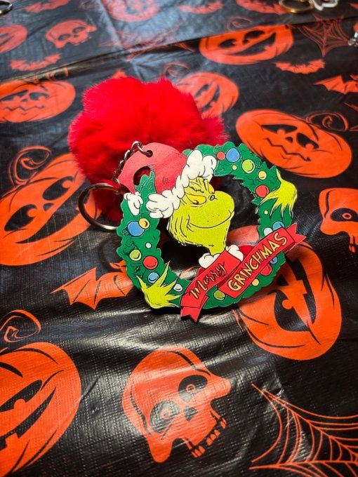 Porte clefs grinch couronne 
