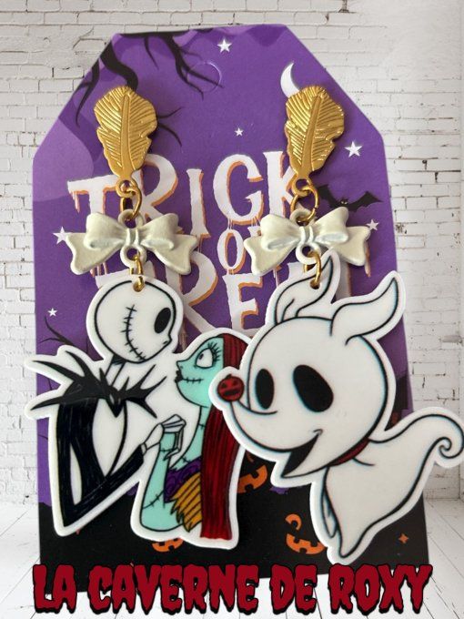 Boucles d'oreilles jack sally et zéro